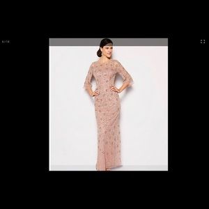 New Aiden Mattox Gown 3/4 sleeves Size 6 Rose Gold